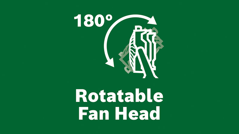Rotire la 180° a capului ventilatorului pentru o flexibilitate mai mare